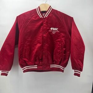 Chalk Line Red FMC Safety Excellence Winner 1989 Satin Bomber Jacket Mens XL